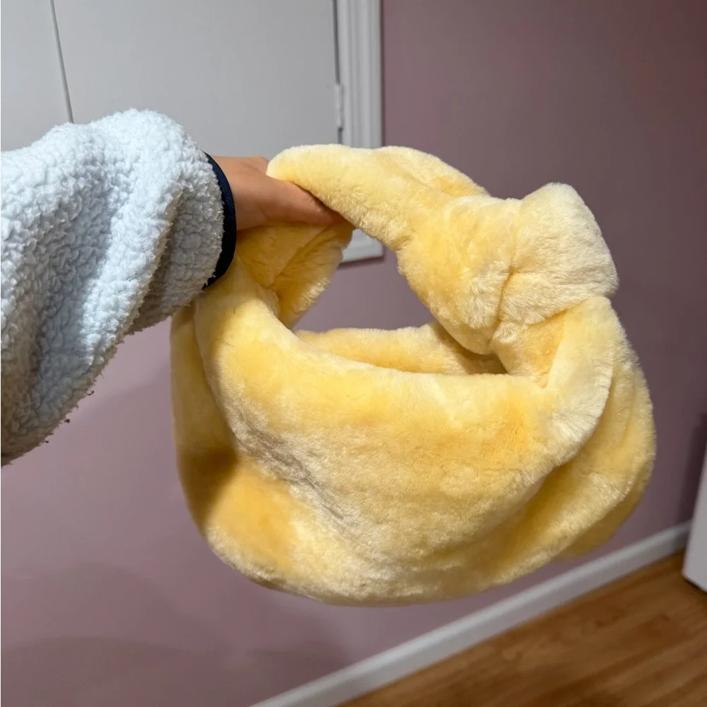 Yellow Faux Fur Handbag - Picture 1 of 4